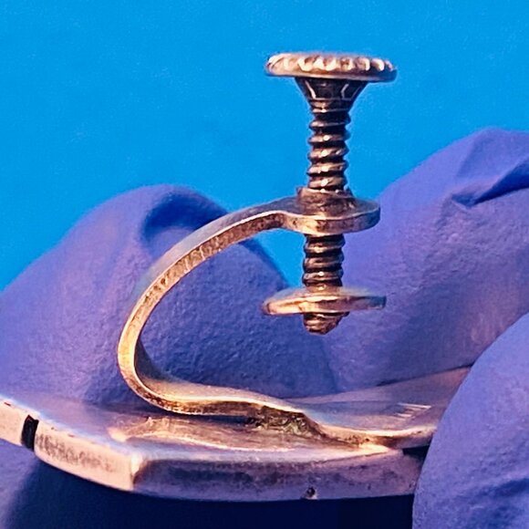 Vintage 925 Sterling Silver TAXCO Artisan Earrings Signed Screwback 40's Design - Picture 15 of 16